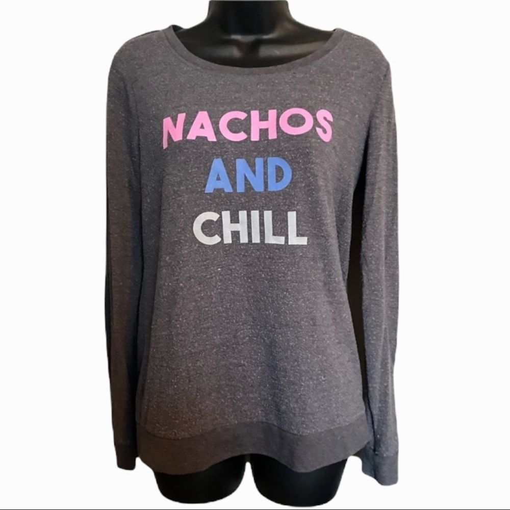 Nachos and Chill Comfy Cozy Gray Sweater stay at home vibes